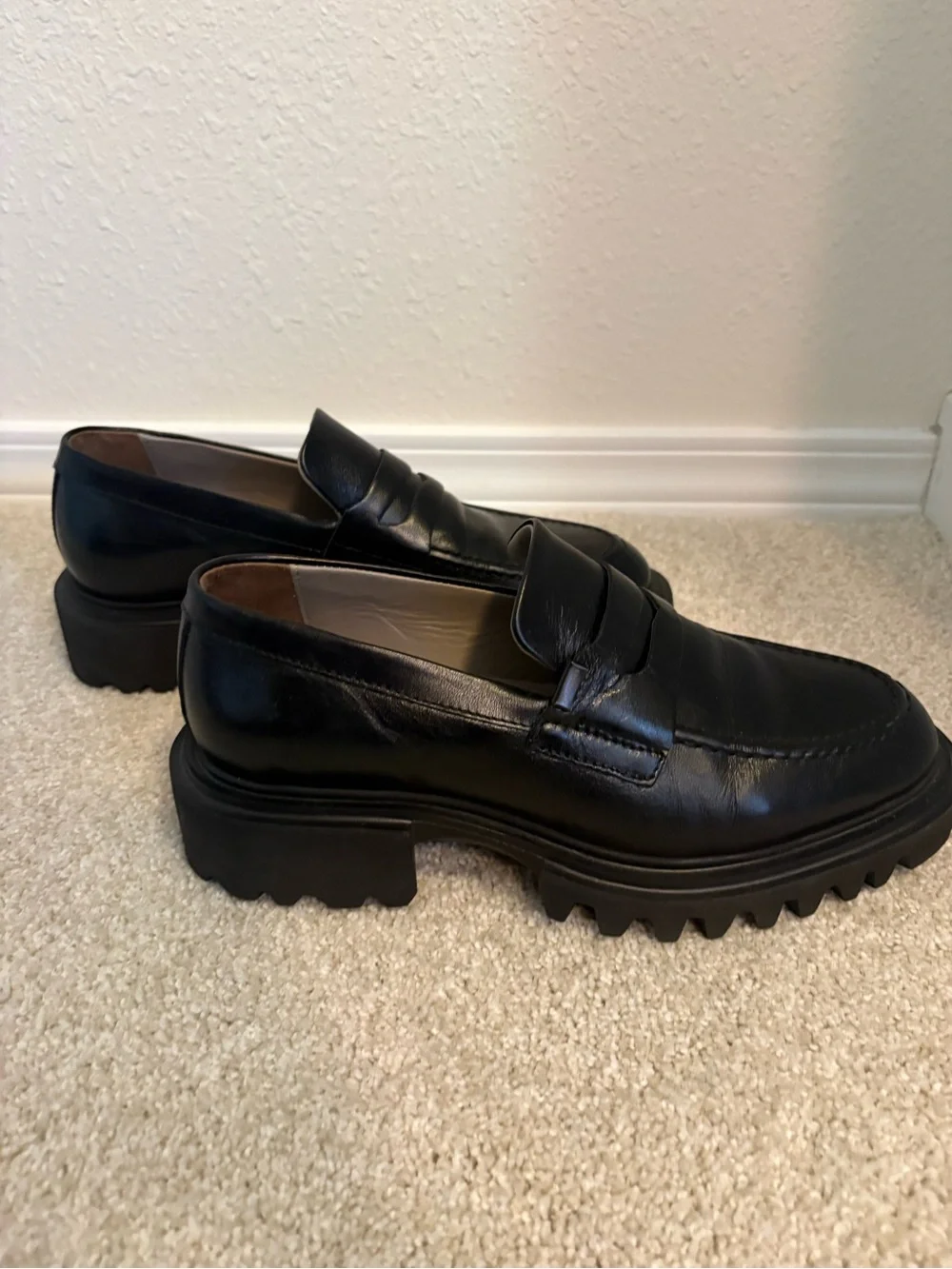 AllSaints Lola Lug Sole Penny Loafer - Black, size 8